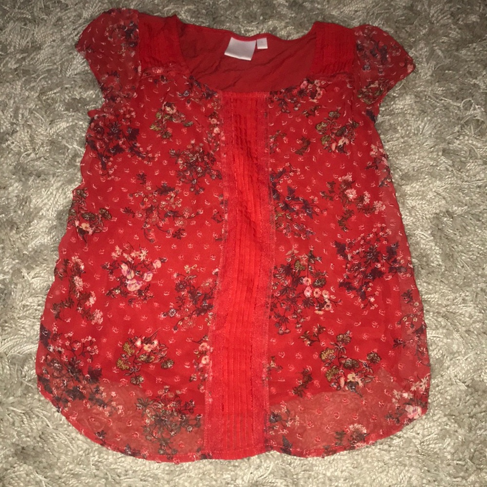 Kohl’s LC Lauren Conrad Red Floral Top Size Small